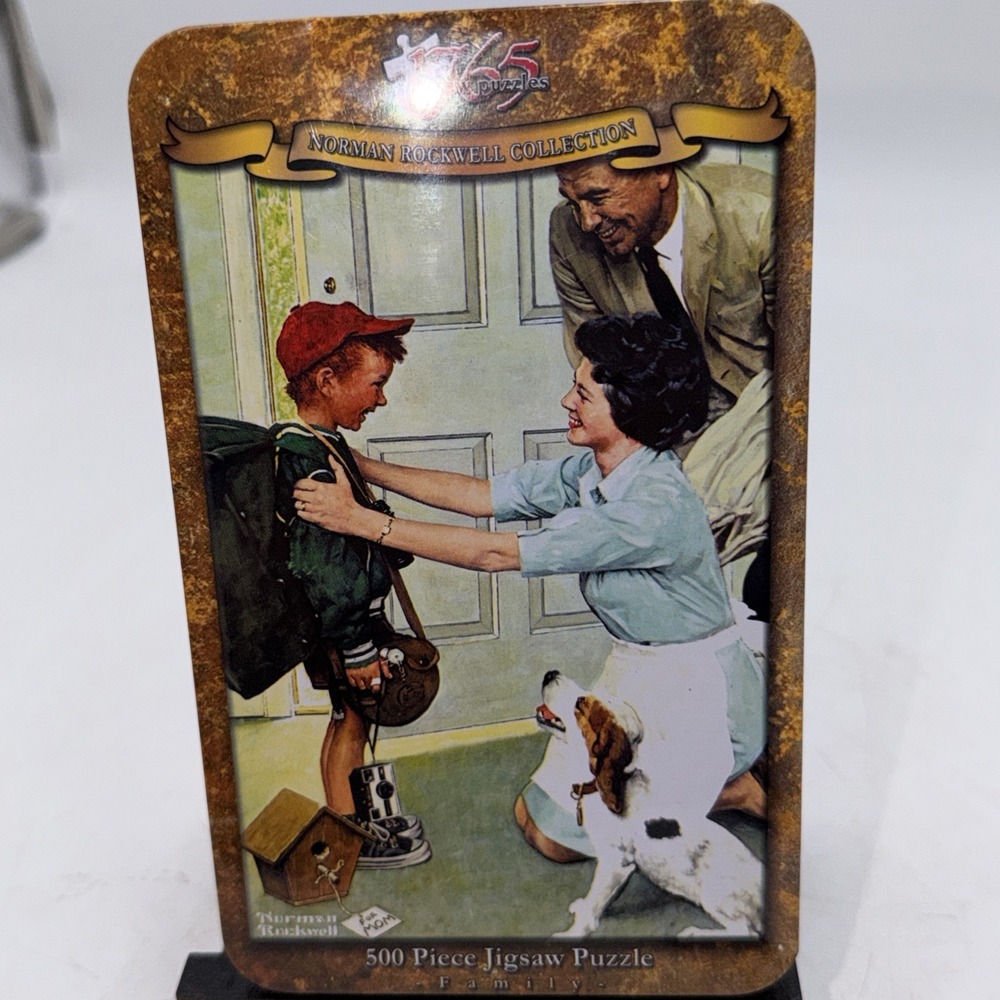 Norman Rockwell Collection 500 Piece Jigsaw Puzzle "Home From Camp" USA  Tin Box